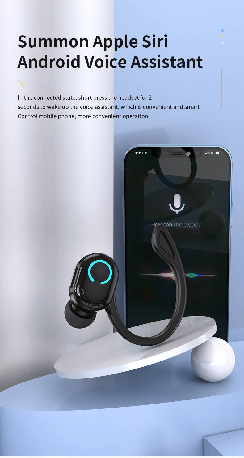 Bluetooth 5.2 Earphones Sport Headphones Wireless Earbuds Ultra-long Standby Handsfree Headset with Mic for Xiaomi Huawei