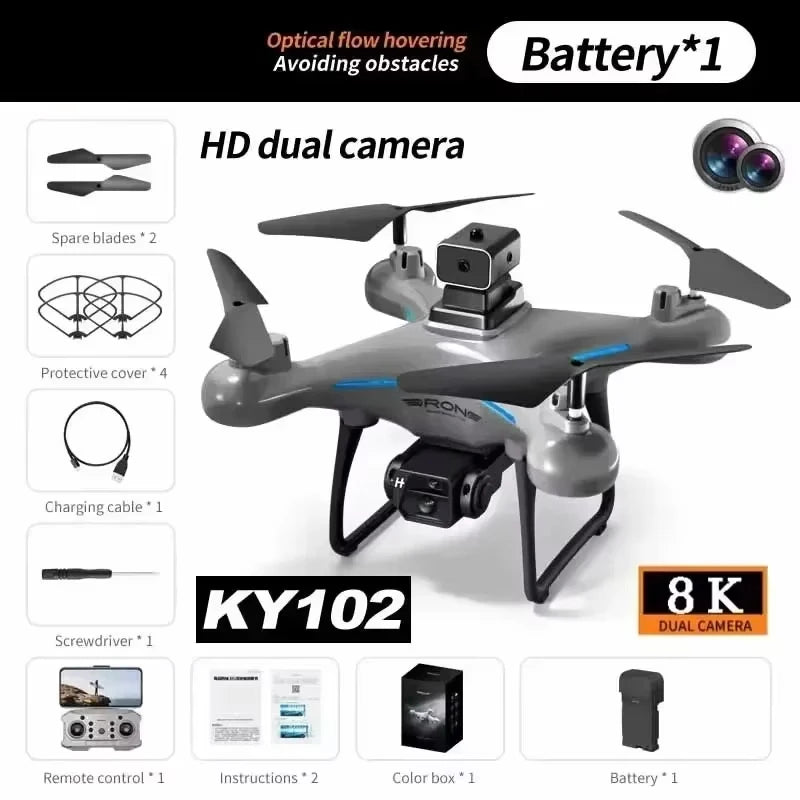 2025 KY102 Drone 8K Professional Dual Camera Brushless Quadcopter Obstacle Avoidance Optical Flow Aerial Drone RC 10000M