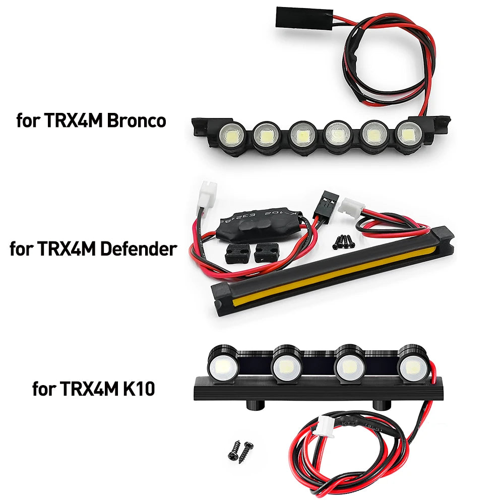 YEAHRUN Plastic Roof Light 6LED Lights Bar Spotlight Headlights Taillights for 1/18 RC Crawler TRX4M Bronco Defender K10 Parts