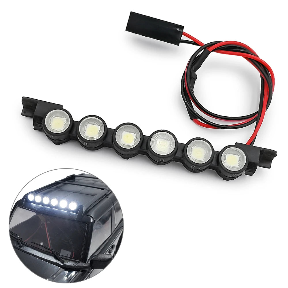 YEAHRUN Plastic Roof Light 6LED Lights Bar Spotlight Headlights Taillights for 1/18 RC Crawler TRX4M Bronco Defender K10 Parts