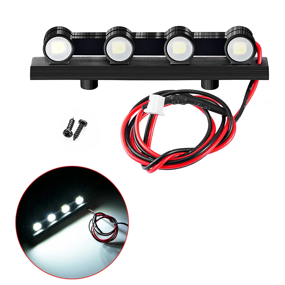 YEAHRUN Plastic Roof Light 6LED Lights Bar Spotlight Headlights Taillights for 1/18 RC Crawler TRX4M Bronco Defender K10 Parts