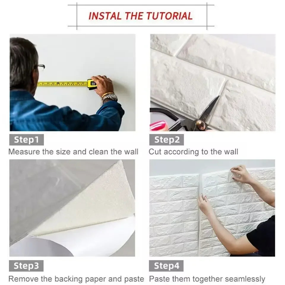 70cmx1m 3D Wall Sticker Imitation Brick Bedroom Home Decor Waterproof Self-adhesive DIY Wallpaper for Living Room