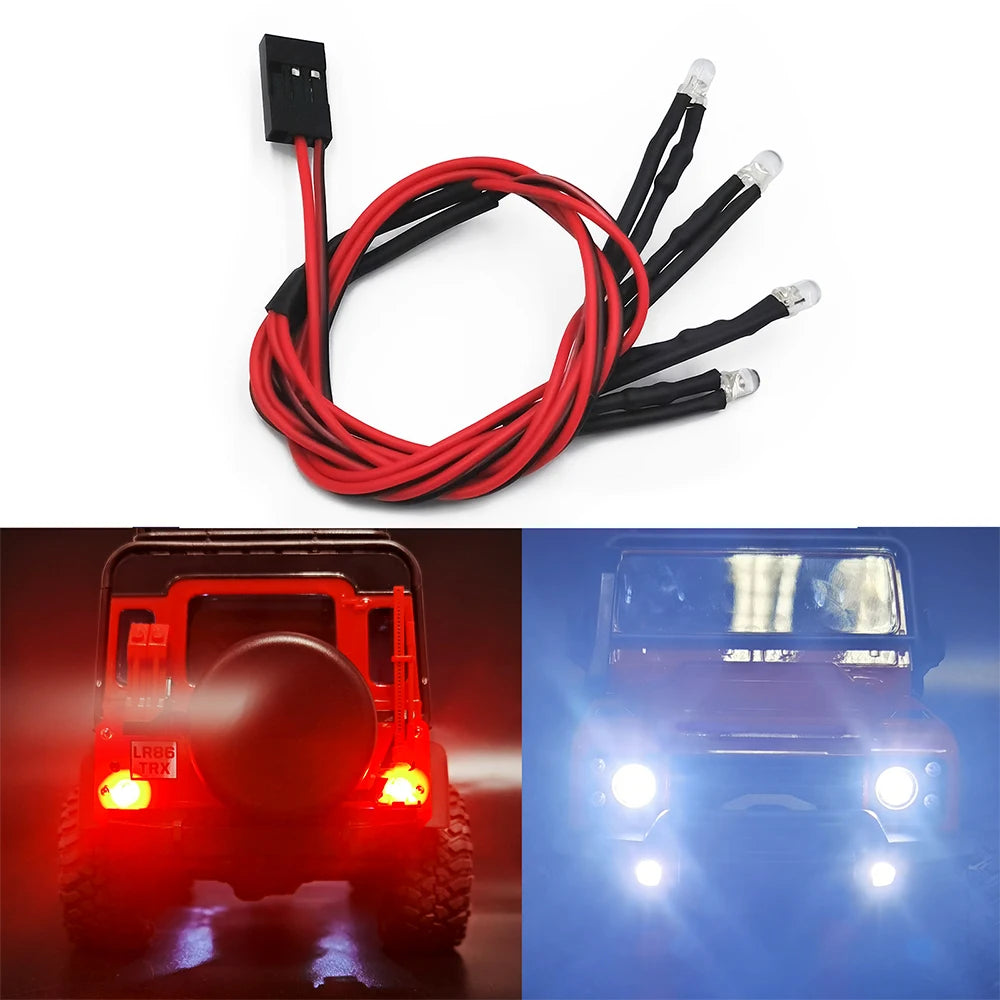 YEAHRUN Plastic Roof Light 6LED Lights Bar Spotlight Headlights Taillights for 1/18 RC Crawler TRX4M Bronco Defender K10 Parts