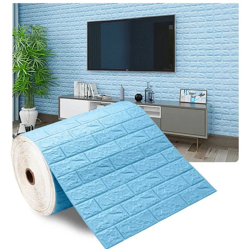 70cmx1m 3D Wall Sticker Imitation Brick Bedroom Home Decor Waterproof Self-adhesive DIY Wallpaper for Living Room