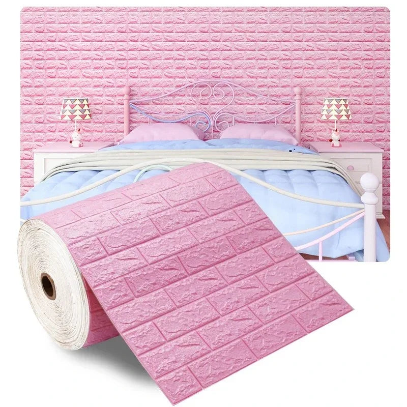 70cmx1m 3D Wall Sticker Imitation Brick Bedroom Home Decor Waterproof Self-adhesive DIY Wallpaper for Living Room