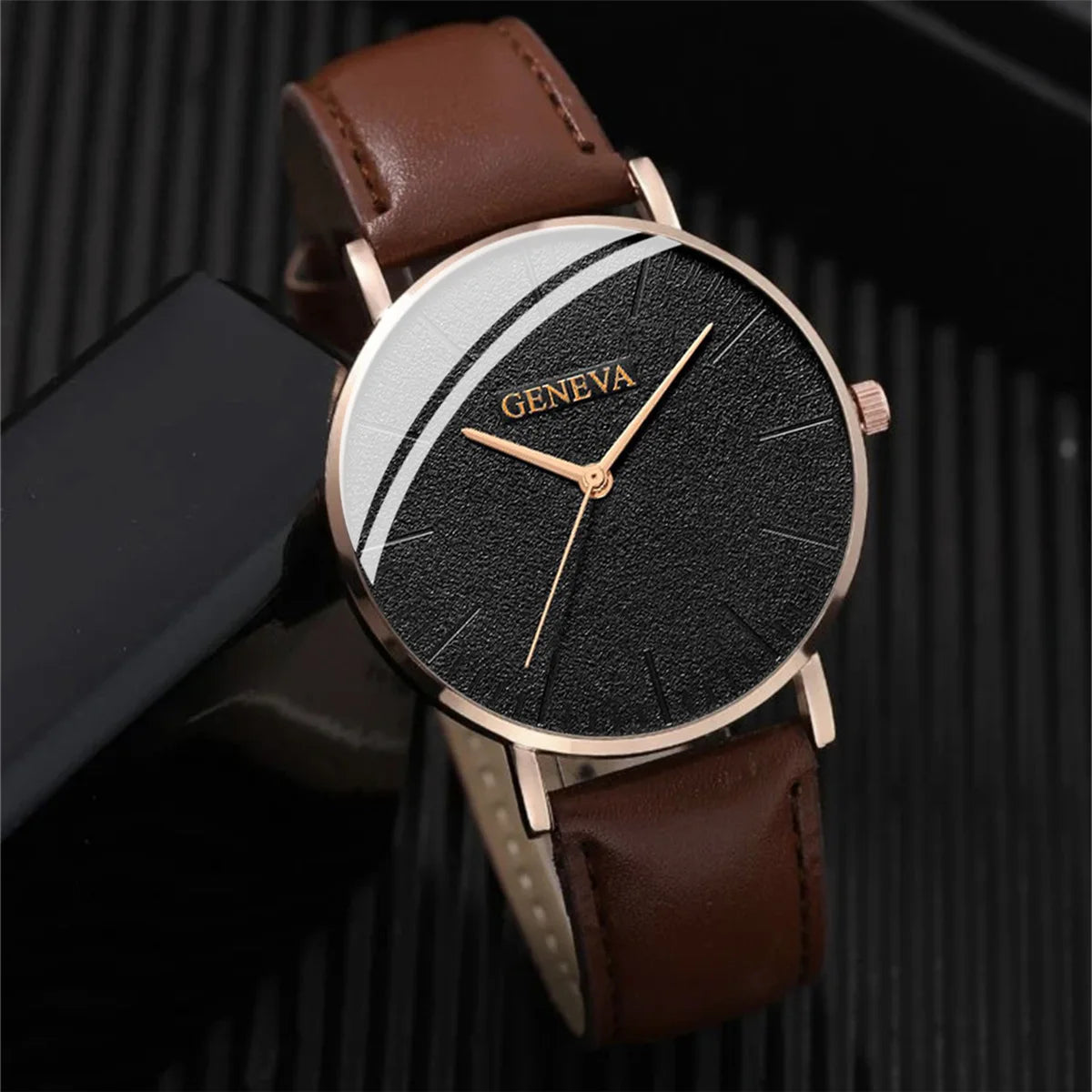 Luxury New Men Watch Bracelet Set Fashion Business Brown Leather Quartz Wrist Watches for Men Gift Set Relogio Masculino NO BOX