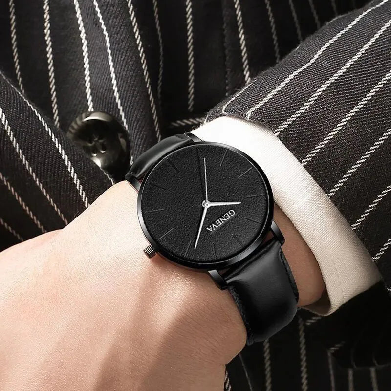 Luxury New Men Watch Bracelet Set Fashion Business Brown Leather Quartz Wrist Watches for Men Gift Set Relogio Masculino NO BOX