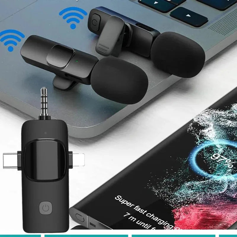 Mini Lavalier Microphone Portable Audio Video Recording Mini Lapel Mic Wireless Microfone for IPhone TypeC ipad Game Phone