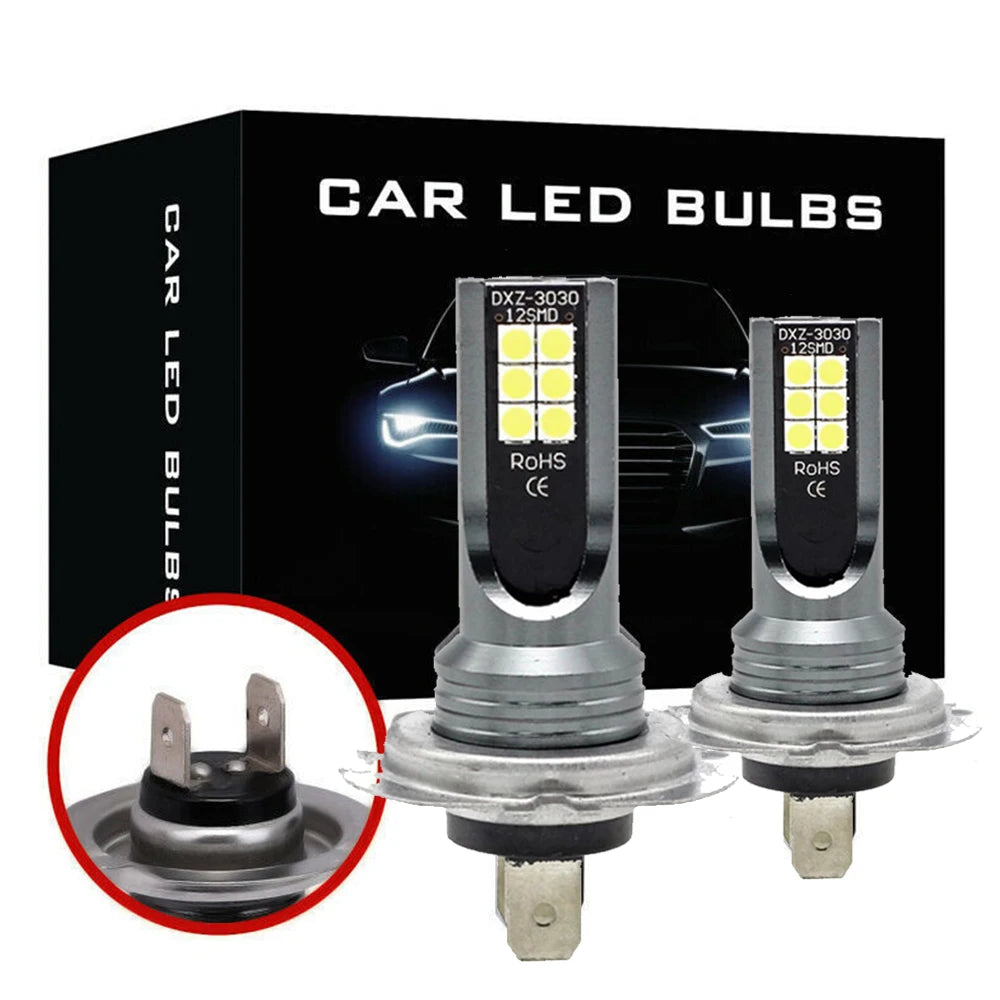 H7 Led Light Bulb Kit Car Fog Light Bulbs 55w Super-Bright 6000k White Led Lights For Vehicles High Power Auto Headlight LED DRL