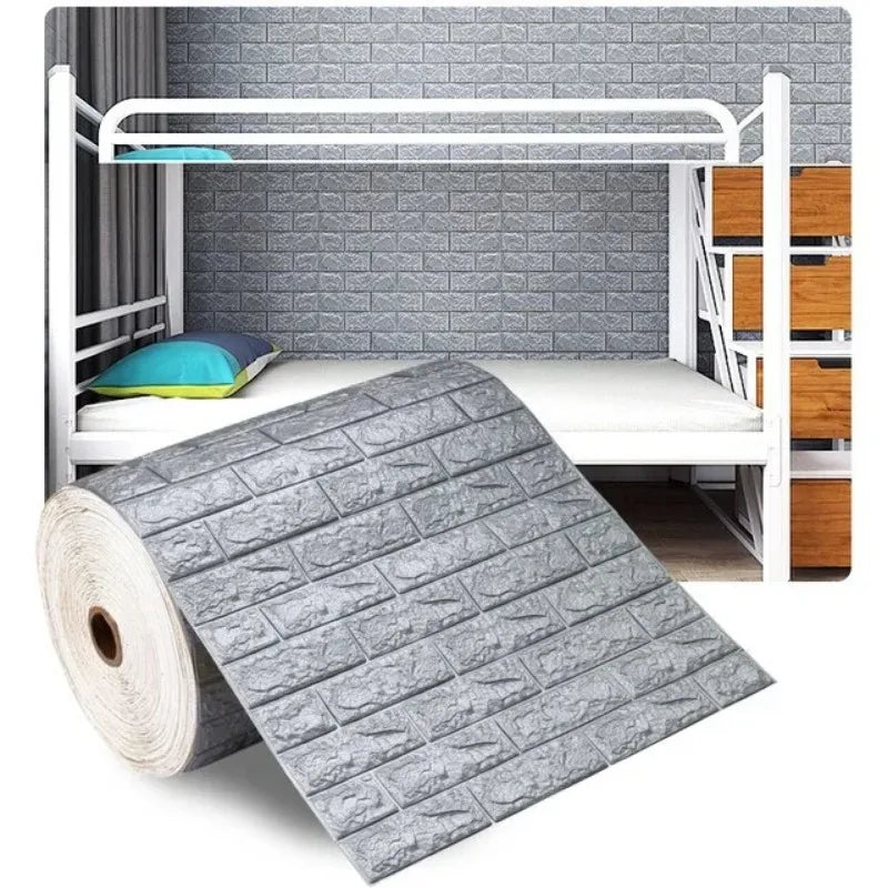 70cmx1m 3D Wall Sticker Imitation Brick Bedroom Home Decor Waterproof Self-adhesive DIY Wallpaper for Living Room