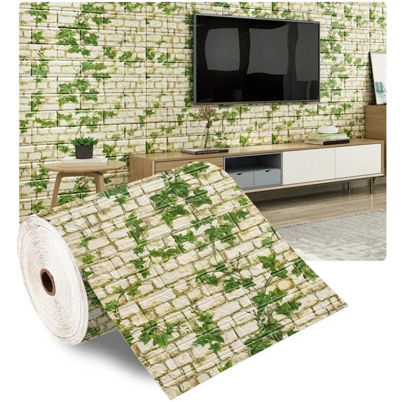 70cmx1m 3D Wall Sticker Imitation Brick Bedroom Home Decor Waterproof Self-adhesive DIY Wallpaper for Living Room