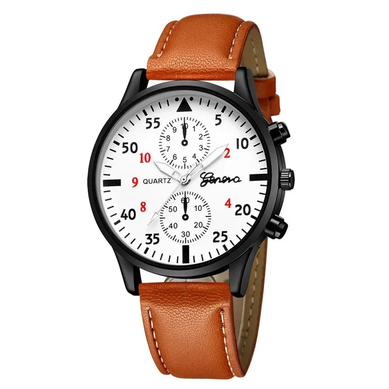 4/1pcs Men Watches Set Luxury Fashion Design Leather Watch Quartz Men Watch Clock Gift Montre Homme Relogio Masculino（no Box）